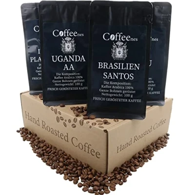 Image de Coffeenes Cafe Grains 6 x 100 g Assortiment Café Grain Saveurs Coffret Dégustation en Arabica Cadeau