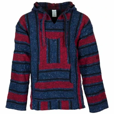 Afbeelding van Siesta baja capuchontrui, Mexicaanse Jerga met capuchon, hoodie voor dames en heren, Rood, blauw zwart