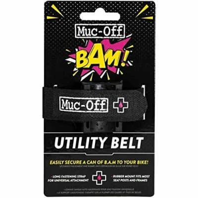 Afbeelding van Muc Off B.A.M! Fietsriem met zwarte rubberen houder voor het stevig en eenvoudig bevestigen van een anti lekbom op fietsframe
