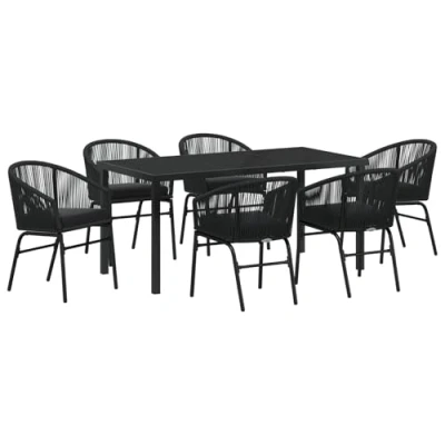 Afbeelding van vidaXL 7 delige tuindining set Zwart Poly Rattan