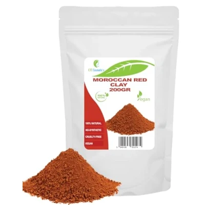 Image de Argile rouge marocaine 200 gr Masques pour le visage, masque corps, les cheveux, peelings et gommages doux, fabrication de savons, anti âge raffermissement la peau