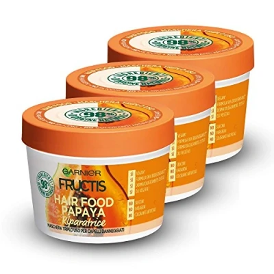 Afbeelding van Garnier Hair Food Masque réparateur 3 en 1 avec formule végétalienne pour cheveux endommagés, papaye, 390 ml, lot de