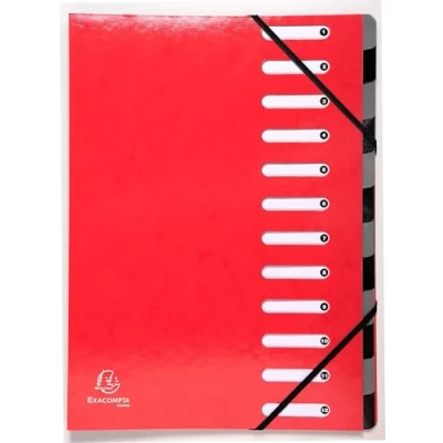 Afbeelding van Exacompta Iderama Harmonika 53925E multifunctionele map, 24,5 x 32 cm, voor DIN A4 documenten, 12 secties, uittrekbare achterkant, hoogwaardige perskarton omslag met kleurrijke tabbladen