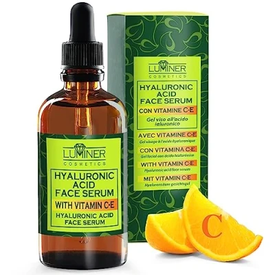 Afbeelding van LUMINER Hyaluronzuurserum, anti rimpelserum, vitamine C E + slakkenbad aloë vera, hydraterende en ontspannende oogpartij