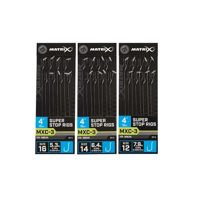 Afbeelding van Matrix Onderlijn MXC 3 Super Stop Rigs 4 (10cm) Eyed Barbless Maat : Haak 16