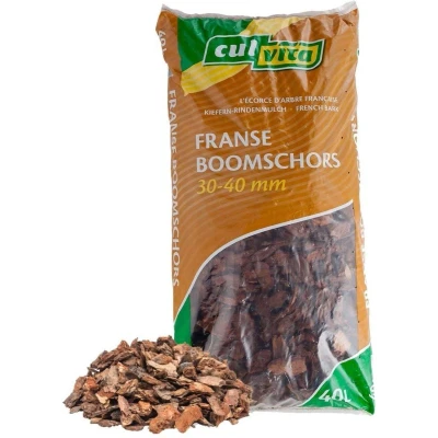 Afbeelding van Culvita Premium Franse boomschors 30 40 mm 1560 liter volle palletschors Decoratieve schors geschikt voor de aanleg van looppaden en tuinbedekking Bodembedekking