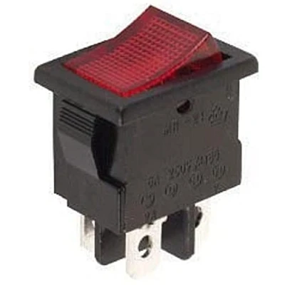 Afbeelding van VERMOGEN ROCKERSCHAKELAAR 5A 250V SPST ON OFF MET ROOD NEONLICHT