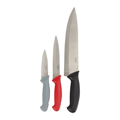 Afbeelding van Gers Equipement Pradel Héritage, keukenmes, keukenmessenset, 3 delig, koksmes 20 cm, multifunctioneel mes 13,5 kantoormes 9 roestvrijstalen messen 532868, zwart