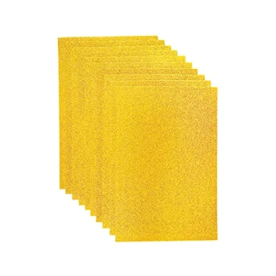 Afbeelding van Glitterstof, robuuste paillettenbladeren voor feestprojecten, 20 x 30 cm, 10 stuks glittervilt handwerk, vierkanten van paillettenvilt festivals (goud)