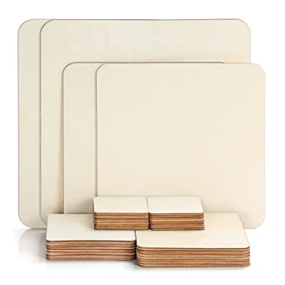 Afbeelding van Belle Vous Onbewerkt Blank Houten Stukken (44 Pak) 5 Maten Natuurlijk Uitsnedes Blanke Onderzetter Snedes voor DIY Kunst/Hobby, Schilderen, Pyrografie en Decoratie