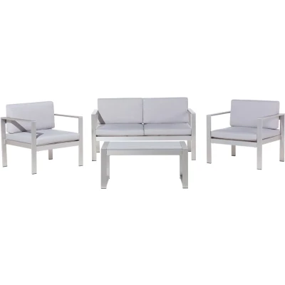 Afbeelding van Beliani SALERNO Loungeset voor 4 Donkergrijs Aluminium