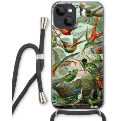 Afbeelding van Case Company® hoesje met Koord geschikt voor iPhone 13 Haeckel Trochilidae Telefoonhoesje Zwart Extra Bescherming aan alle Kanten en Over de Schermrand