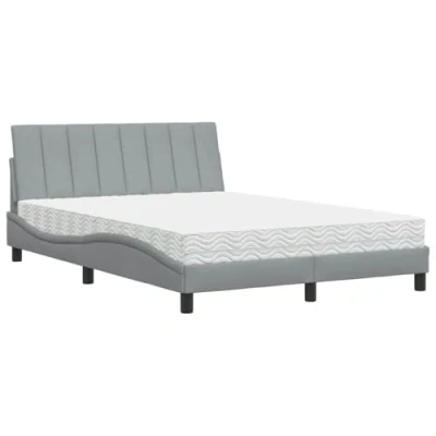 Afbeelding van vidaXL Bed met matras stof lichtgrijs 140x200 cm