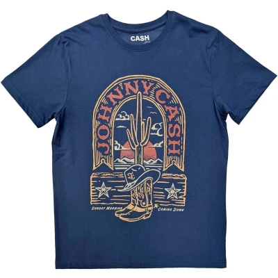Afbeelding van Johnny Cash Sunday Morning Heren T shirt L Blauw