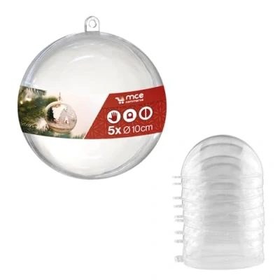 Afbeelding van 5 stuks transparante acrylballen met ophangoog Ø 10 cm 2 plexiglas kunststof ballen