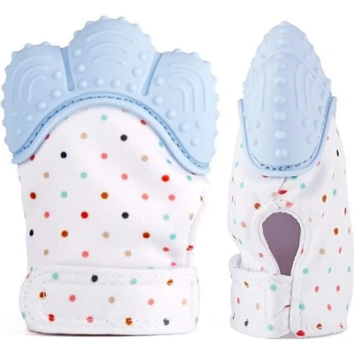 Afbeelding van Baby bijthandschoen doorkomende tandjes BPA vrij 1 stuk blauw