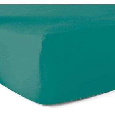 Afbeelding van Hoeslaken, 100% katoen, 57 draden/cm², turquoise, 90 x 190 cm, spanhoogte 30 cm