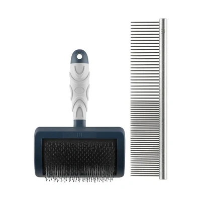 Afbeelding van Mikki Doodle Grooming Kit Hondenvachtborstel Blauw Grijs