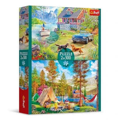 Afbeelding van Trefl 2 in 1 puzzel: zomerontspanning x 500 stukjes Set van twee puzzels, doe het zelf, creatief entertainment, voor volwassenen en kinderen vanaf 10 jaar