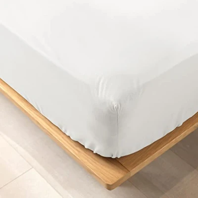 Afbeelding van douceur d&#039;intérieur Hoeslaken, 140 x 190 cm, 100% biologisch katoen, Biolina, wit