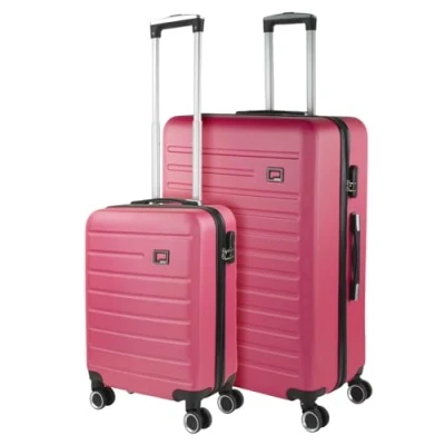 Afbeelding van SKPAT Koffers. Set met stevige koffer 4 wielen grote koffer, vliegtuig, bagage voor op reis. reiskoffer. Combinatieslot, Fuchsia, informeel