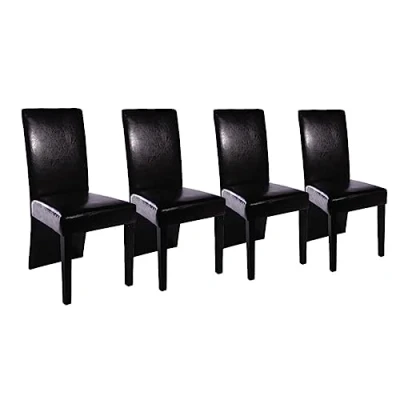 Image de vidaXL Chaises à manger lot de 4 noir similicuir60570