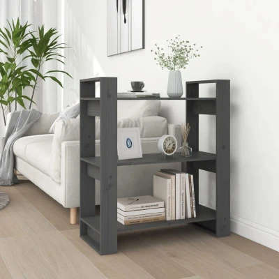 Afbeelding van Boekenkast/kamerscherm 80x35x91 cm massief grenenhout grijs