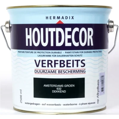 Afbeelding van Hermadix Houtdecor Verfbeits Dekkend 632 Amsterdams Groen 2,5 liter Tuinbeits