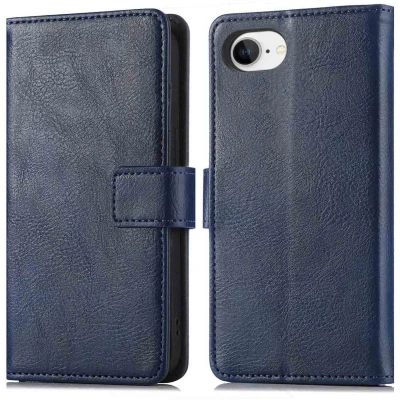 Afbeelding van imoshion Hoesje Geschikt voor iPhone 16e Luxe Bookcase Donkerblauw