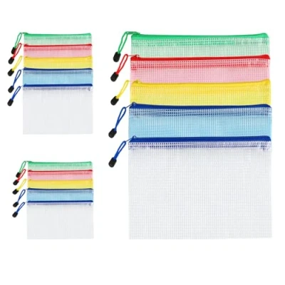 Afbeelding van Lot de 15 porte documents avec fermeture éclair A4, A5, A6 Pochette zippée étanche et pour ranger documents, reçus, fiches d&#039;examen en 5 couleurs.