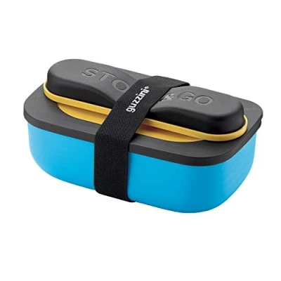 Afbeelding van Guzzini STORE&amp;GO, lunchbox met reisbestek geel/blauw, 20 x 12 7 cm 900 ml 171102165