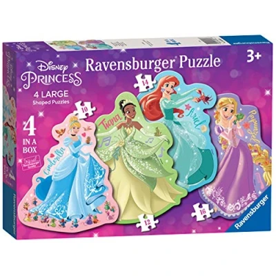 Afbeelding van Ravensburger Disney Princess 4 grote gevormde jigsaw puzzels (10, 12, 14, 16 stuks) voor kinderen leeftijd 3 jaar oud educatief speelgoed peuters