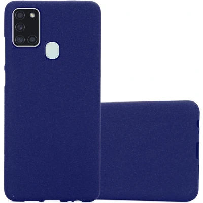 Afbeelding van Cadorabo Hoesje geschikt voor Samsung Galaxy A21s in FROST DONKER BLAUW Beschermhoes gemaakt van flexibel TPU silicone Case Cover