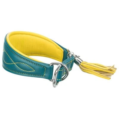 Afbeelding van Trixie Active Comfort Anti trek Windhondenhalsband Petrol/geel XS