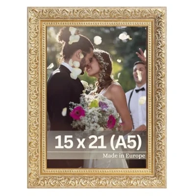 Afbeelding van Victor antieke fotolijst&quot;Rubens&quot; groen goud in 15x21 cm staaf: 30x20 mm echt glas barok
