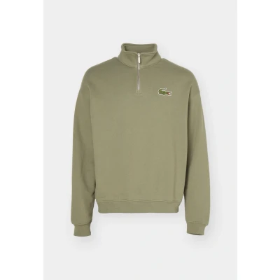 Afbeelding van Lacoste heren Fijngebreide pullover met halve rits in de kleur Mosgroen, maat: XS