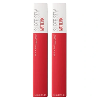 Afbeelding van Maybelline New York SuperStay Matte Inkt Vaste Lippen Resultaat Dekkend en Uniform met Applicator Punt Kleur 20 Pioner Langhoudend 16h 2 Lipsticks