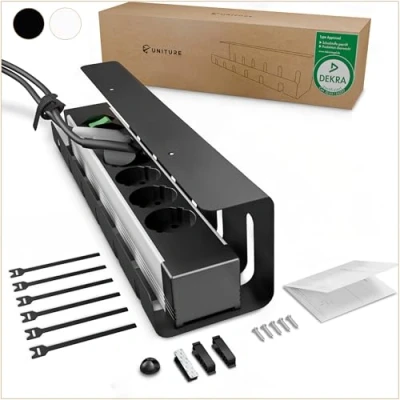 Afbeelding van UNITURE Kabelgoot Zwart 40cm Bureau Kabel Organiser onder Management, Goot, Kabelbeschermer, Kabelhouder