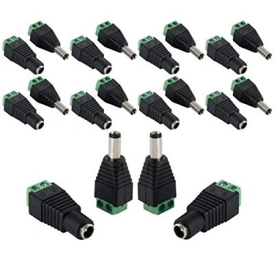 Afbeelding van Poppstar DC Jack Adapter voor 2 polige klemmenblokken (5,5 x 2,5 mm, 10 mannelijk, vrouwelijk), aansluiting van de voedingsadapter ledstrip