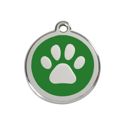 Afbeelding van Paw Print Green roestvrijstalen hondenpenning medium/gemiddeld dia. 3 cm RedDingo