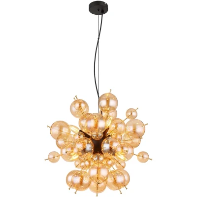 Afbeelding van Globo hanglamp Udo zwart metaal 55 cm E14 fitting 15633HA