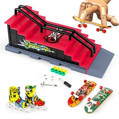Afbeelding van MOMSIV Mini skateboardhelling voor vingers en accessoireset, f