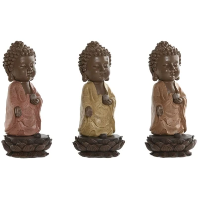 Afbeelding van Decoratieve figuren Home ESPRIT Bruin Oranje Koraal Limoen Hars Boeddha Orientaals 9 x 21 cm...