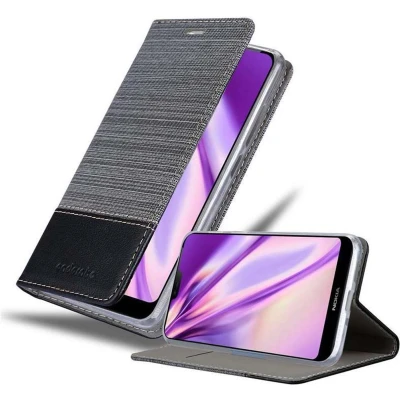 Afbeelding van Cadorabo Hoesje geschikt voor Nokia 7.1 in GRIJS ZWART Beschermhoes met magnetische sluiting, standfunctie en kaartvakje Book Case Cover Etui