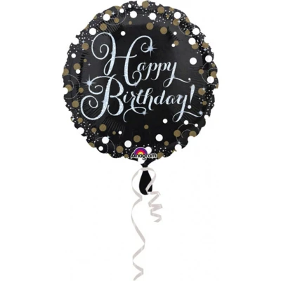 Afbeelding van Folie ballon Sparkling zilver goud Happy Birthday