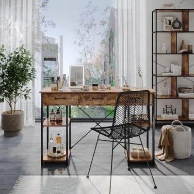 Afbeelding van Vicco Opmaaktafel Chino, Eiken rustiek, 120 cm met 3 laden