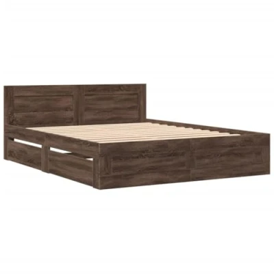 Afbeelding van vidaXL Bedframe met hoofdeinde bewerkt hout bruineikenkleur 160x200 cm