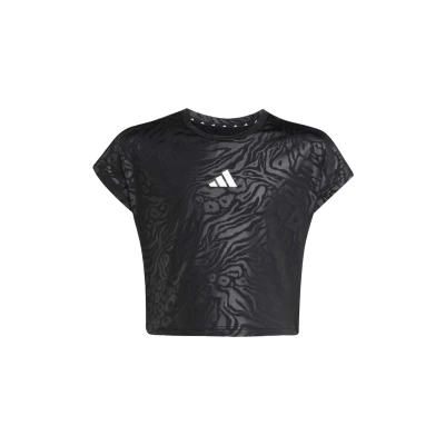 Afbeelding van adidas Sportswear All Sports Animal Print Crop T shirt Kids Kinderen Zwart 128