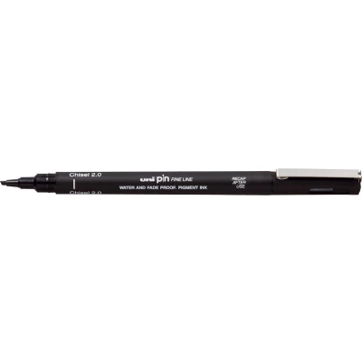Afbeelding van Fineliner Uni ball Pin beitelpunt 2mm zwart