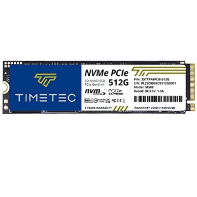 Afbeelding van Timetec 512GB SSD NVMe PCIe Gen3x4 8Gb/s M.2 2280 3D NAND TLC 350TBW Hoge performantie SLC Cache Lees /schrijfsnelheid Tot 2.000/1.600 MB/s Interne Solid State schijf voor pc, laptop en desktop